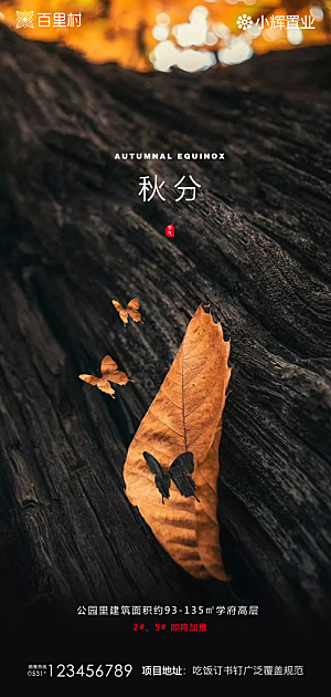 地产秋分节气简约大气海报