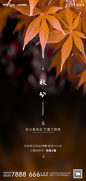 地产秋分节气简约大气海报