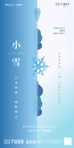 地产小雪节气简约大气海报