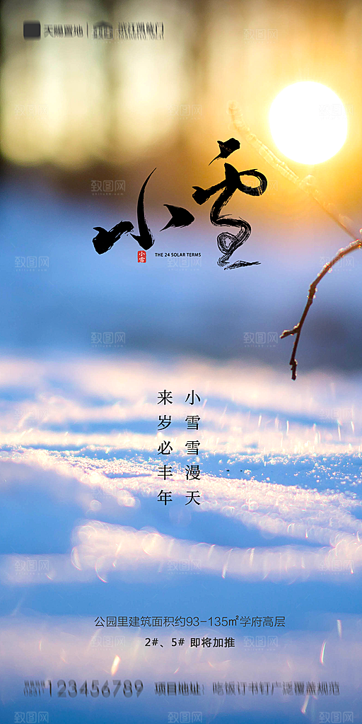 地产小雪节气简约大气海报