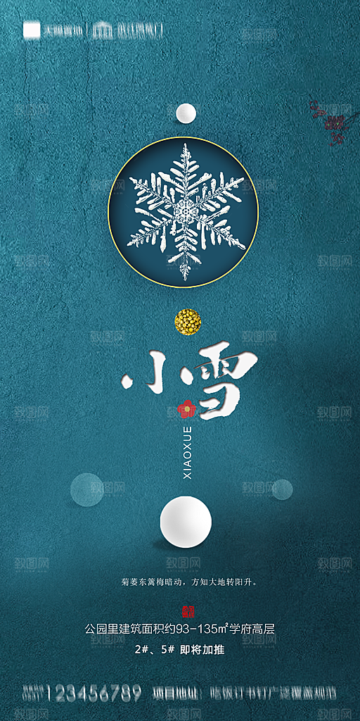 地产小雪节气简约大气海报