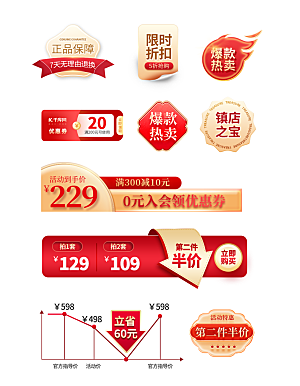 淘宝电商优惠券标签促销元素