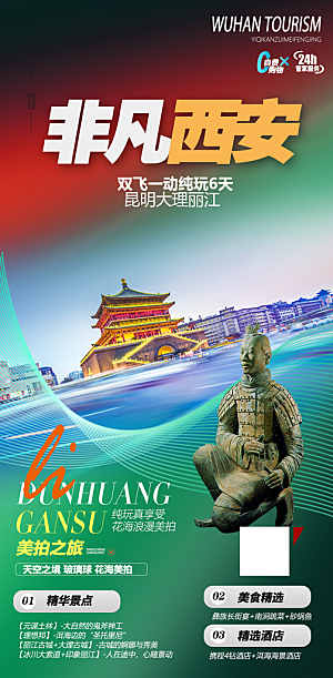 国内湖北旅游旅行手机海报