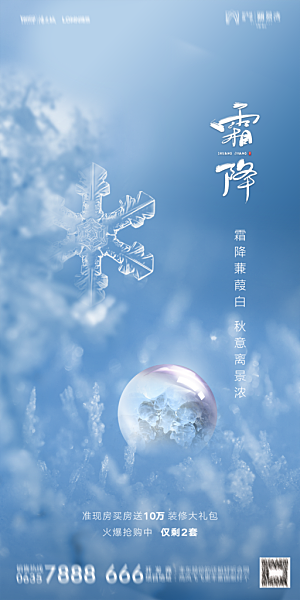 地产霜降节气简约大气海报