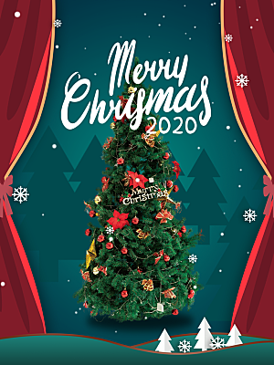 圣诞节快乐圣诞老人圣诞树礼物狂欢平安海报