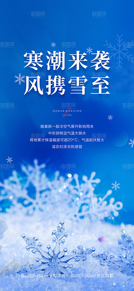 地产寒潮来袭简约大气海报