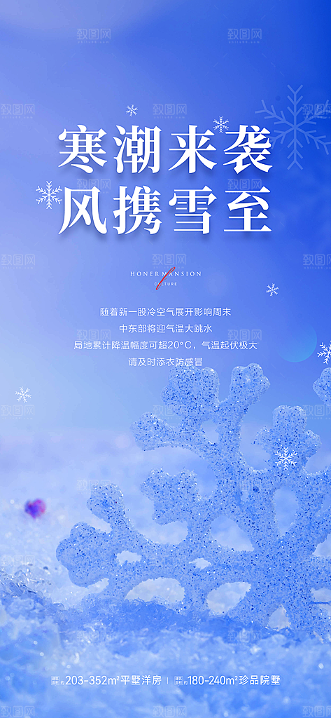 地产寒潮来袭简约大气海报