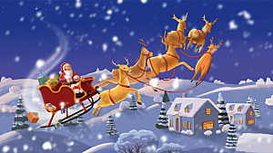 圣诞节插画圣诞老人圣诞树平安夜快乐展板
