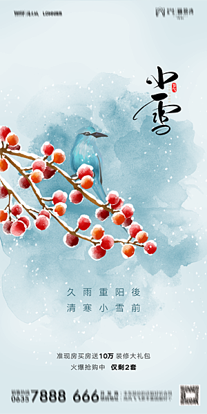 地产小雪节气简约大气海报