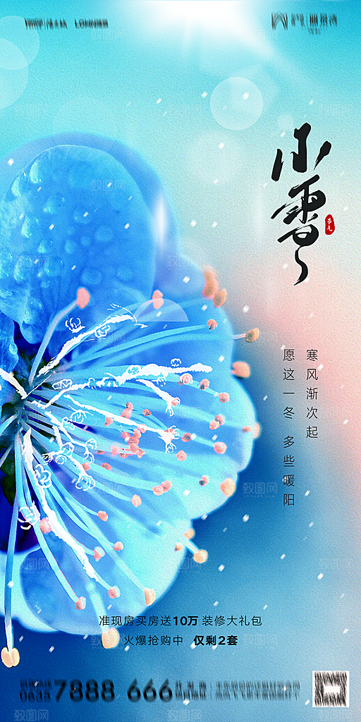 地产小雪节气简约大气海报
