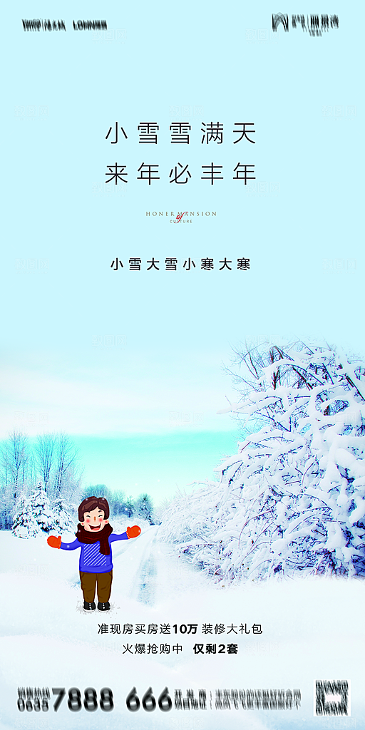 地产小雪节气简约大气海报