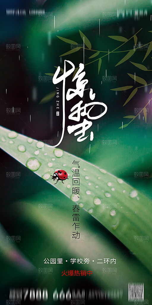 地产惊蛰节气简约大气海报