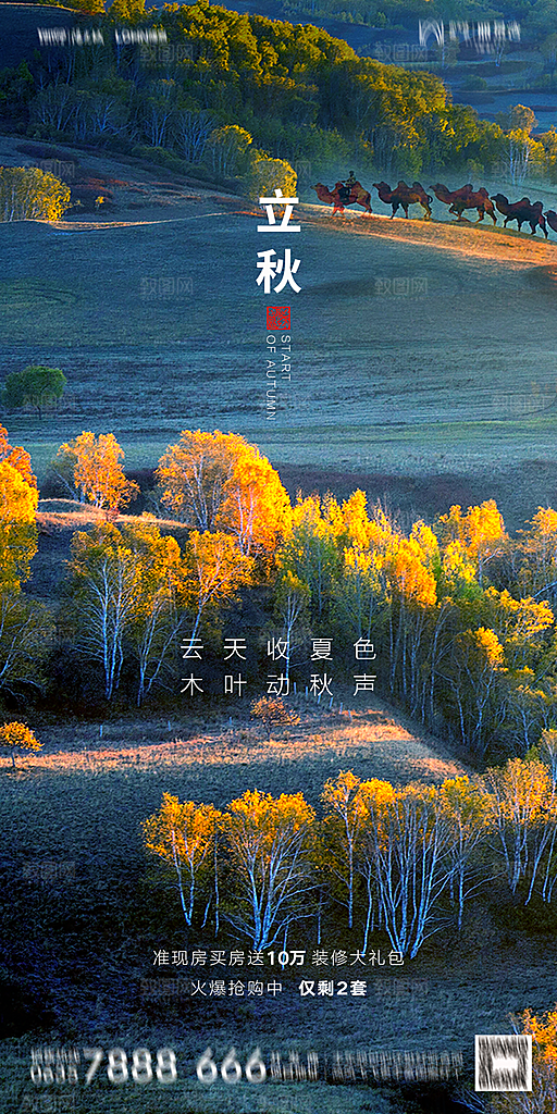 地产立秋节气简约大气海报