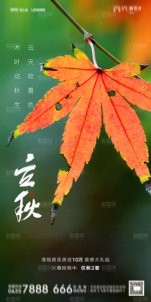 地产立秋节气简约大气海报