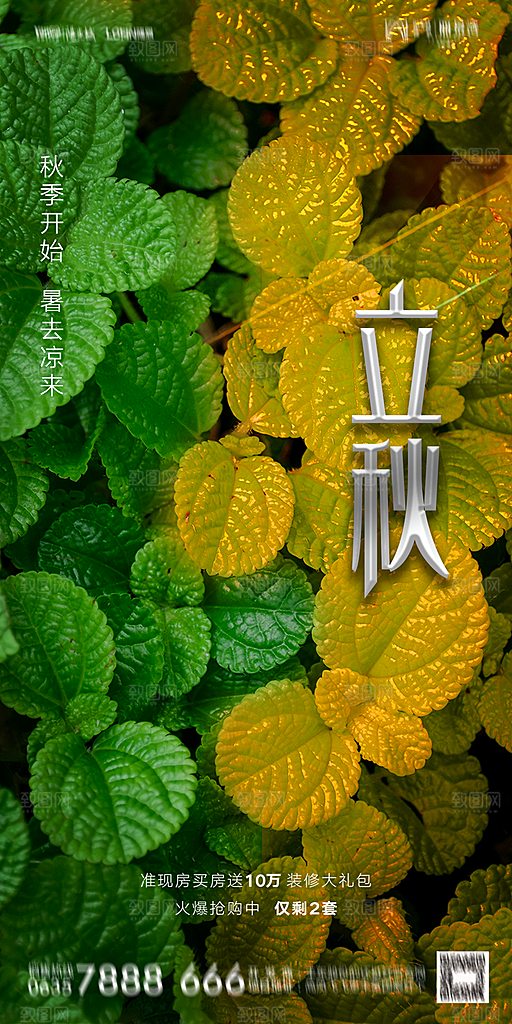 地产立秋节气简约大气海报