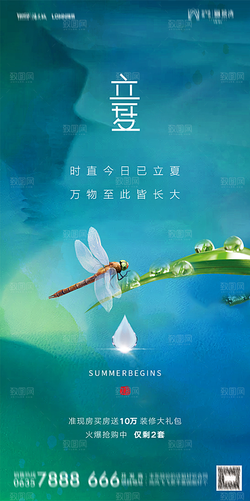 地产立夏节气简约大气海报