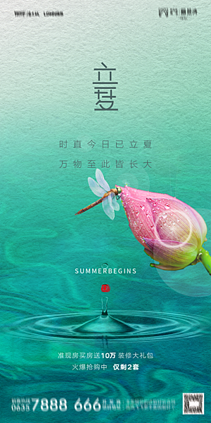 地产立夏节气简约大气海报