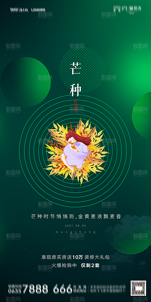 地产芒种节气简约大气海报