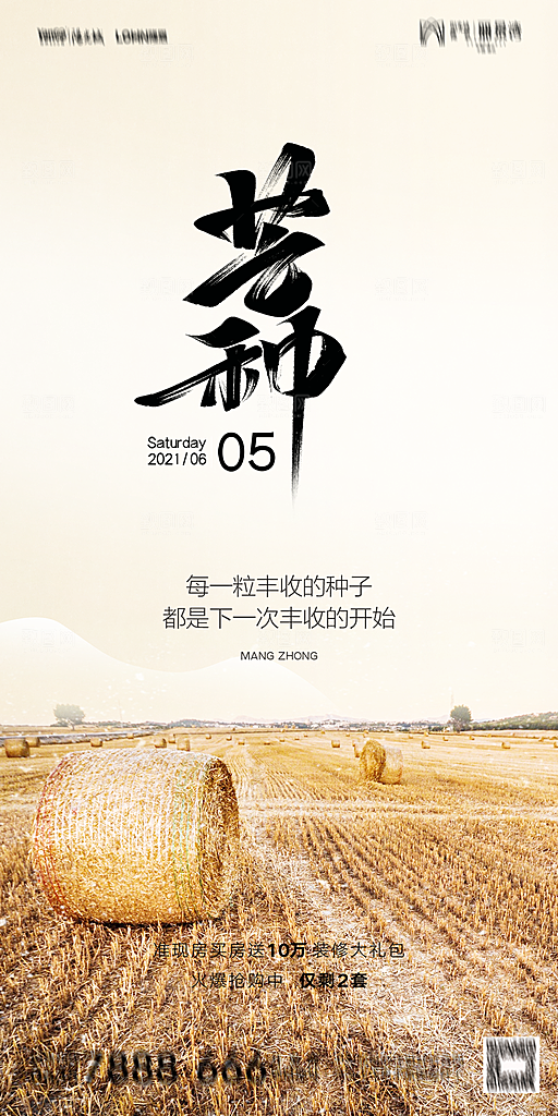 地产芒种节气简约大气海报