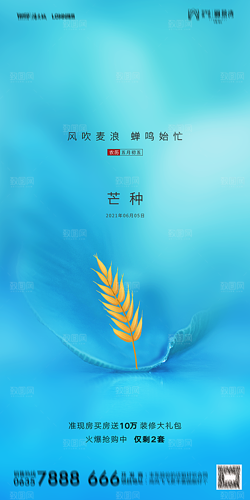 地产芒种节气简约大气海报