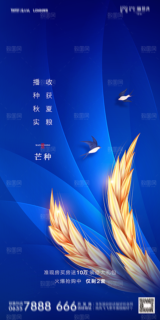 地产芒种节气简约大气海报