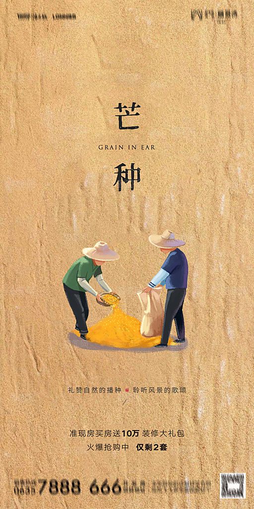 地产芒种节气简约大气海报