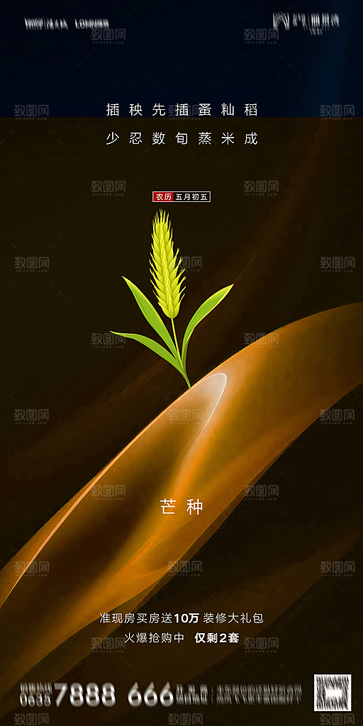 地产芒种节气简约大气海报