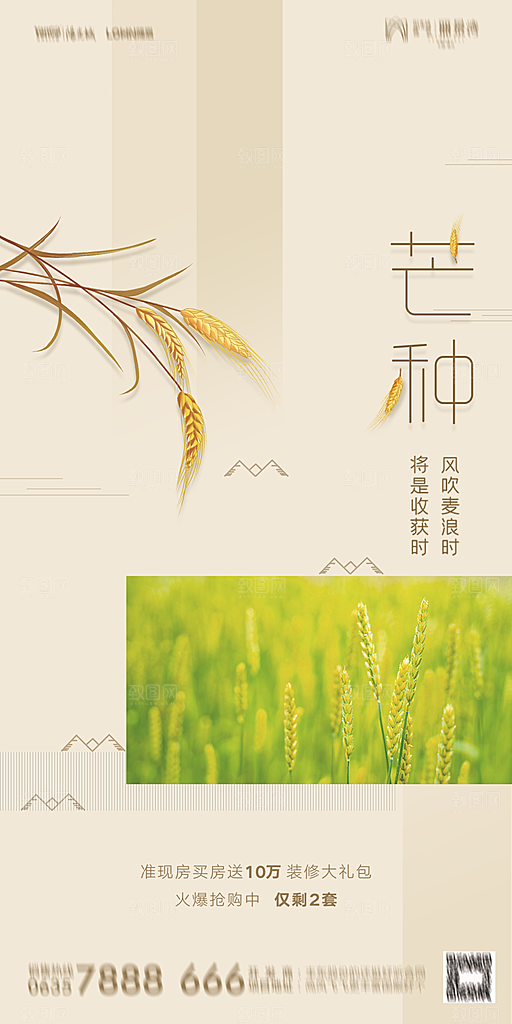 地产芒种节气简约大气海报