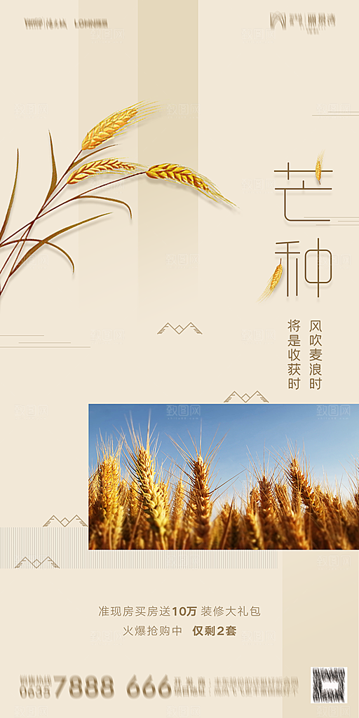 地产芒种节气简约大气海报