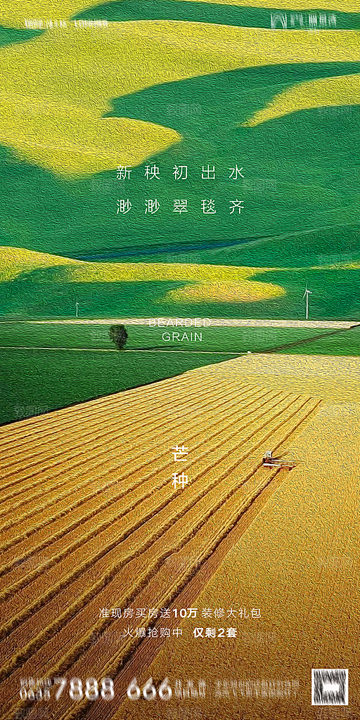 地产芒种节气简约大气海报