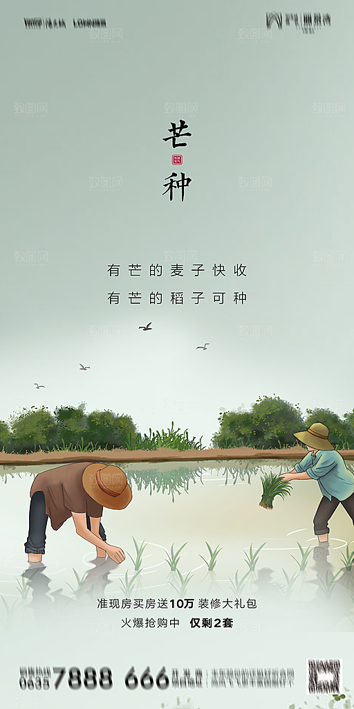 地产芒种节气简约大气海报