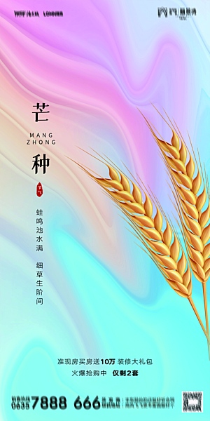 地产芒种节气简约大气海报