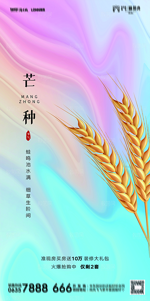 地产芒种节气简约大气海报