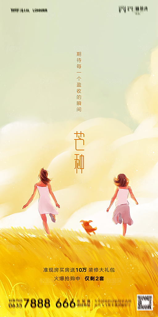地产芒种节气简约大气海报