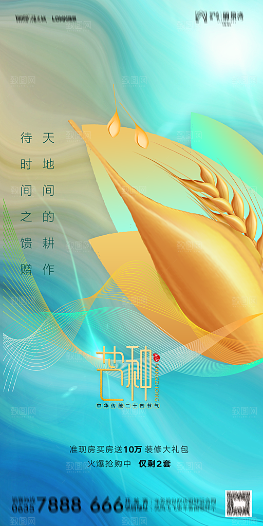 地产芒种节气简约大气海报