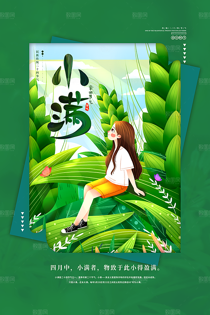 传统节气小满节气海报