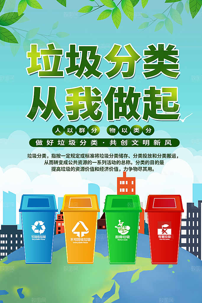 垃圾分类保护环境海报