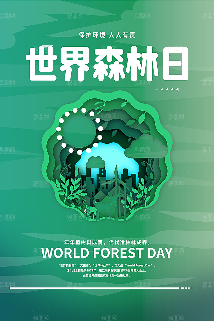 世界森林日保护环境海报