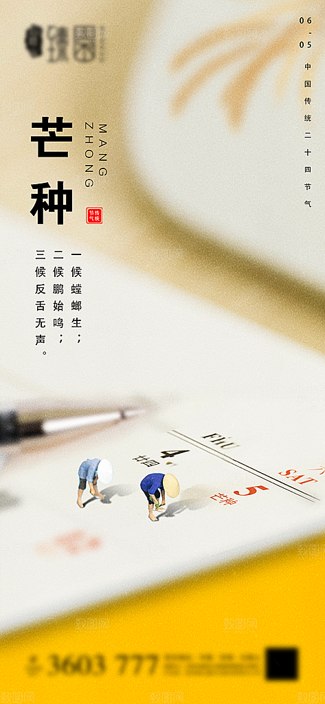 芒种节气海报设计展板