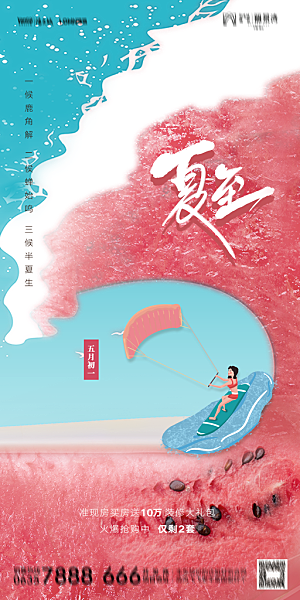 地产夏至节气简约大气海报