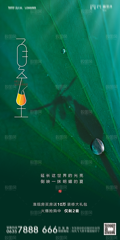 地产夏至节气简约大气海报