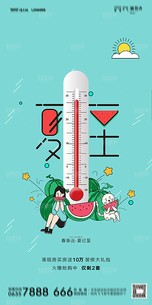 地产夏至节气简约大气海报