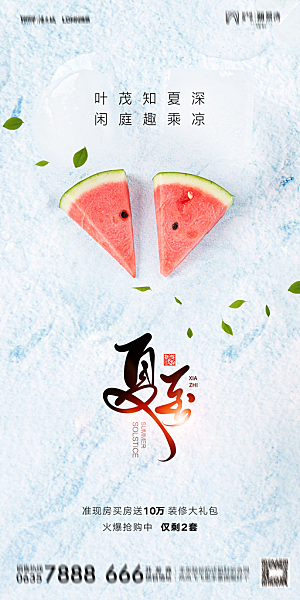 地产夏至节气简约大气海报