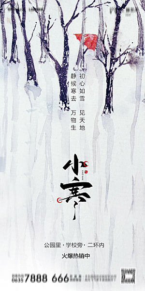 地产小寒节气简约大气海报