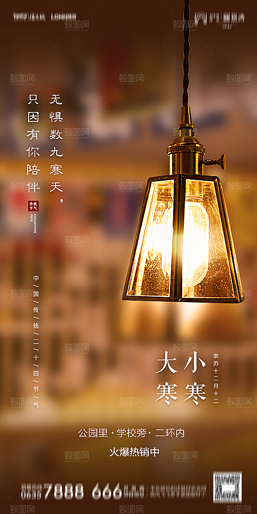 地产小寒节气简约大气海报