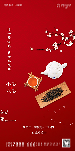 地产小寒节气简约大气海报