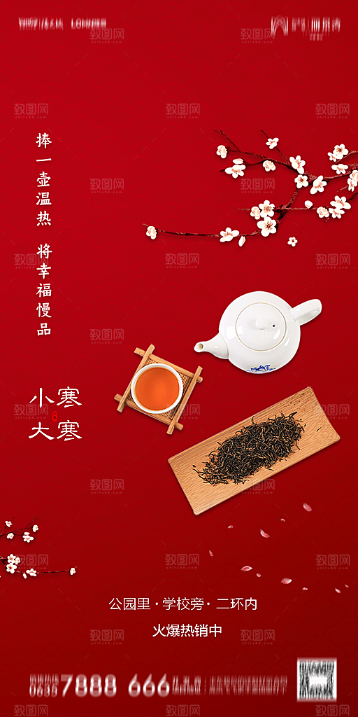 地产小寒节气简约大气海报