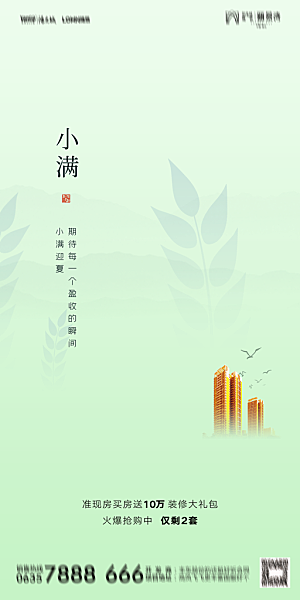 地产小满节气简约大气海报