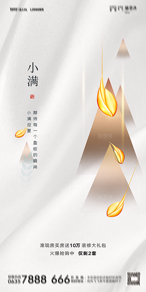 地产小满节气简约大气海报