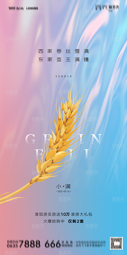 地产小满节气简约大气海报
